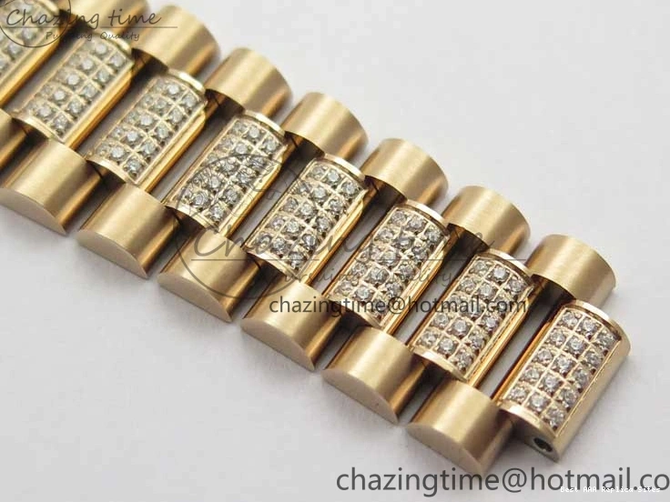 AAA Replica Watches on President A 2689 BP White ComfortFit Crystal Crystal Marker MOP RG Best Edition 128235 Dial Day-Date Bracelet RG 36mm 1218